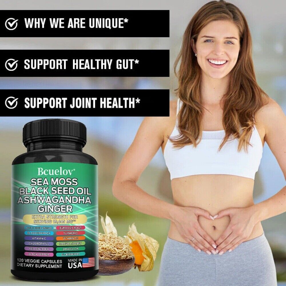 Bcuelov Sea Moss, Blackseed Oil, Ashwagandha,Ginger