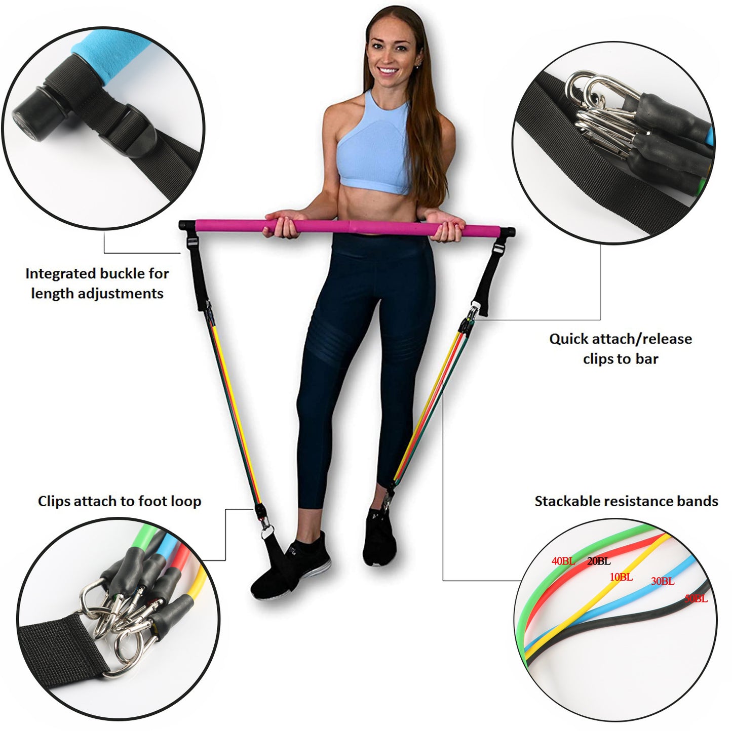 Fitness Yoga Pilates Elastic Bodybuilding Resistance Bands & Home Trainer Workout Equipment