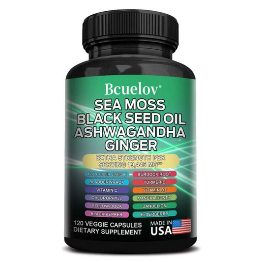 Bcuelov Sea Moss, Blackseed Oil, Ashwagandha,Ginger