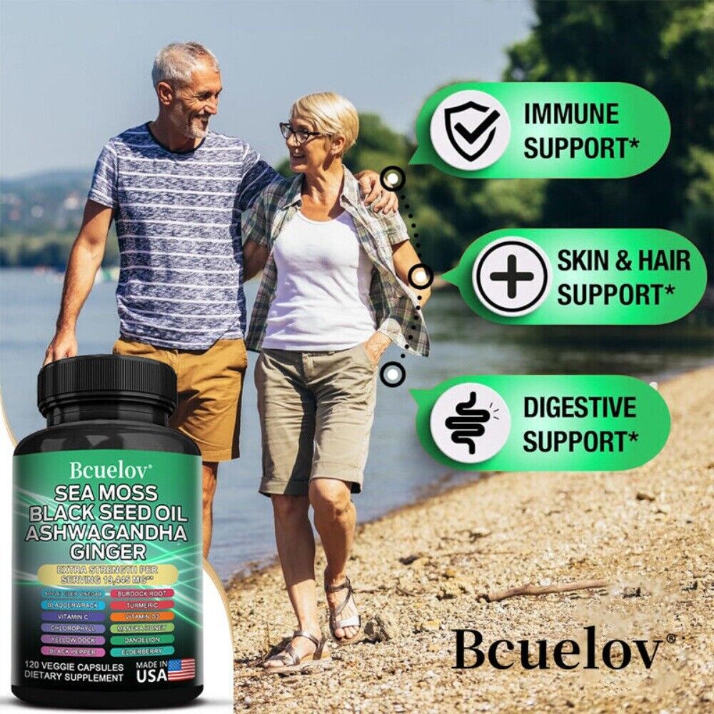 Bcuelov Sea Moss, Blackseed Oil, Ashwagandha,Ginger