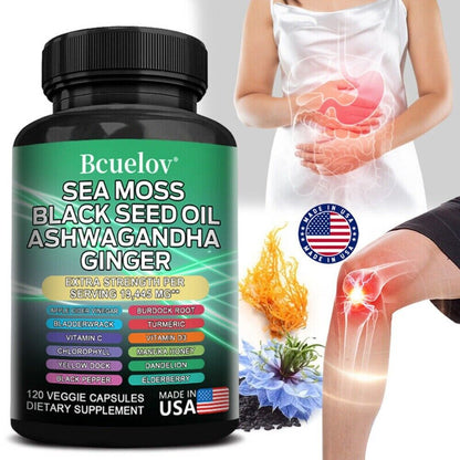 Bcuelov Sea Moss, Blackseed Oil, Ashwagandha,Ginger